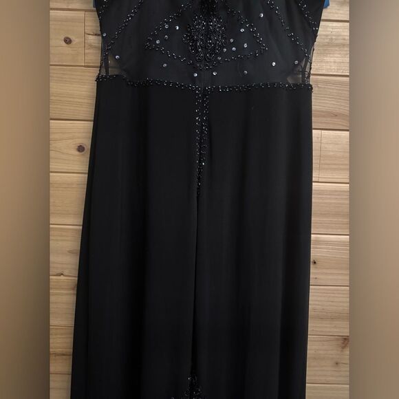 Vintage DJ Nights Size Medium Black High Neck Butterfly Moth Beaded Prom Gown - Picture 9 of 12
